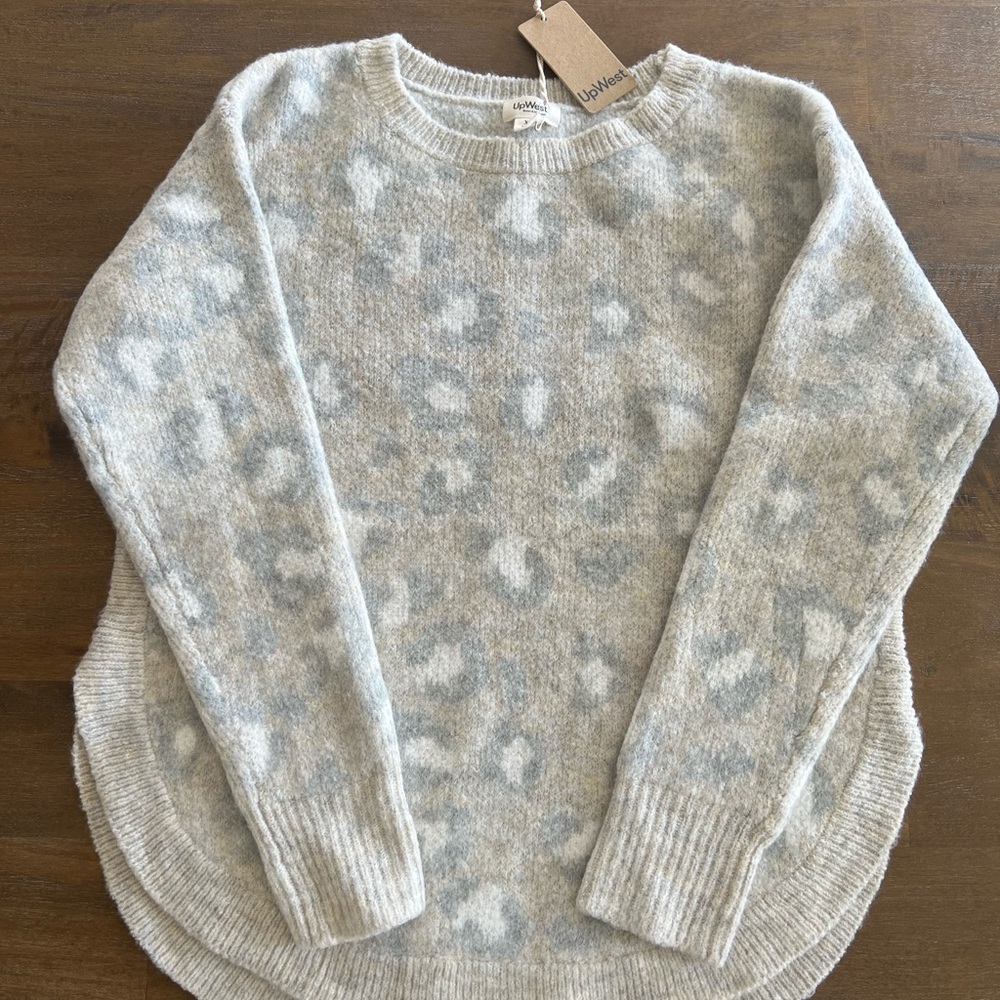 UpWest - cream, white and gray leopard print sweater